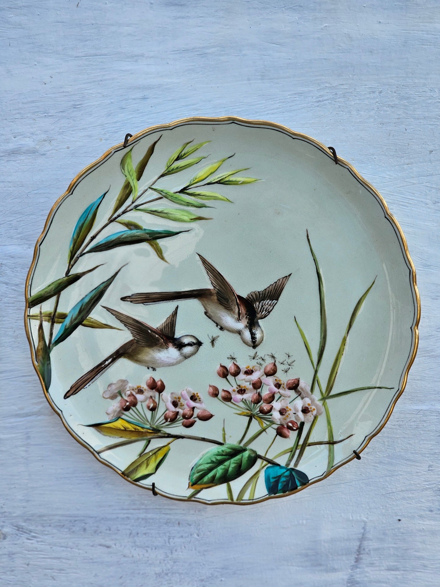 Antique Pair of George Jones & Sons Hand Painted & Moulded Plates.