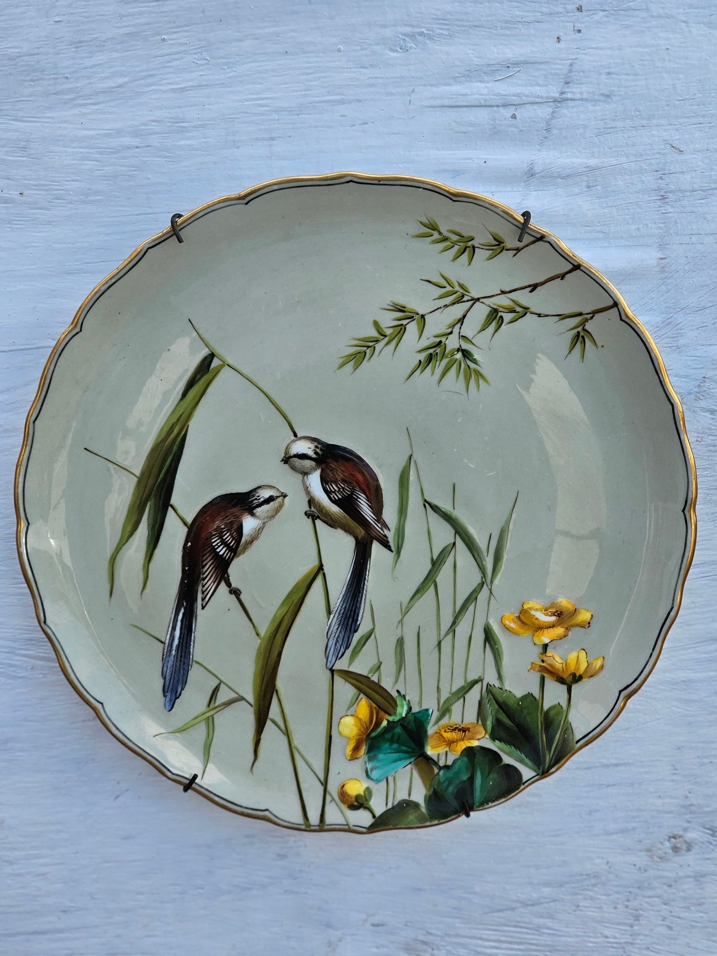 Antique Pair of George Jones & Sons Hand Painted & Moulded Plates.