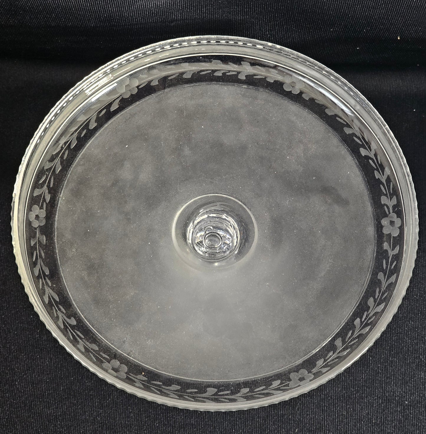 A Pair of Victorian Semi Frosted and Wheel Engraved Glass Tazze on star cut foot.