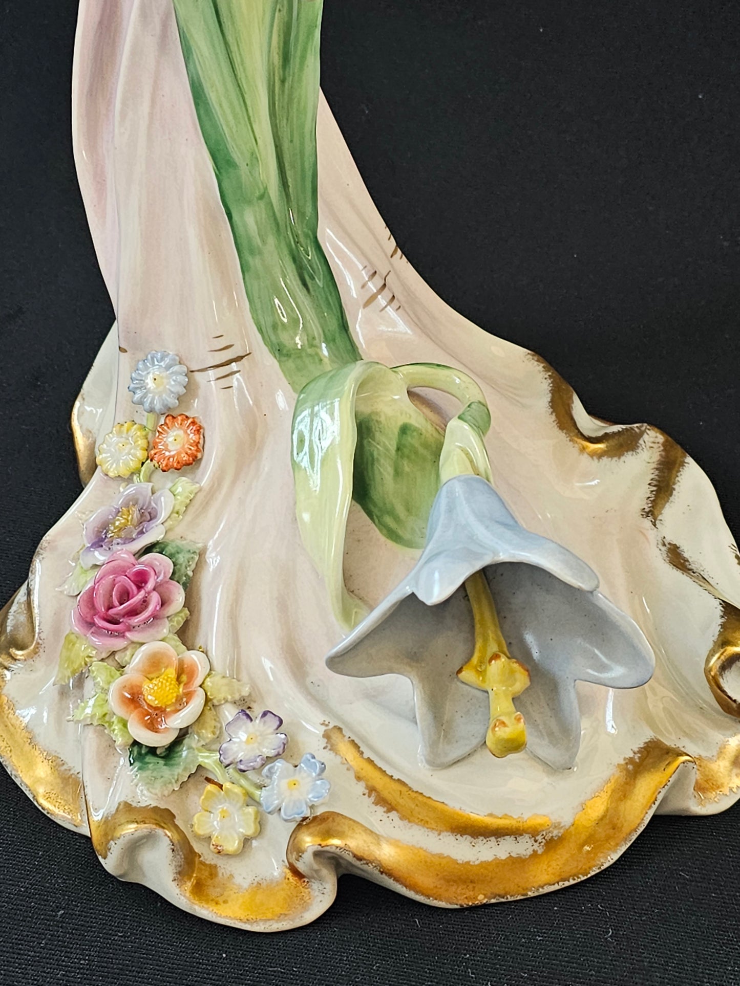 A Vintage German Art Deco Style P M P Figural Lamp & Shade, Handpainted
