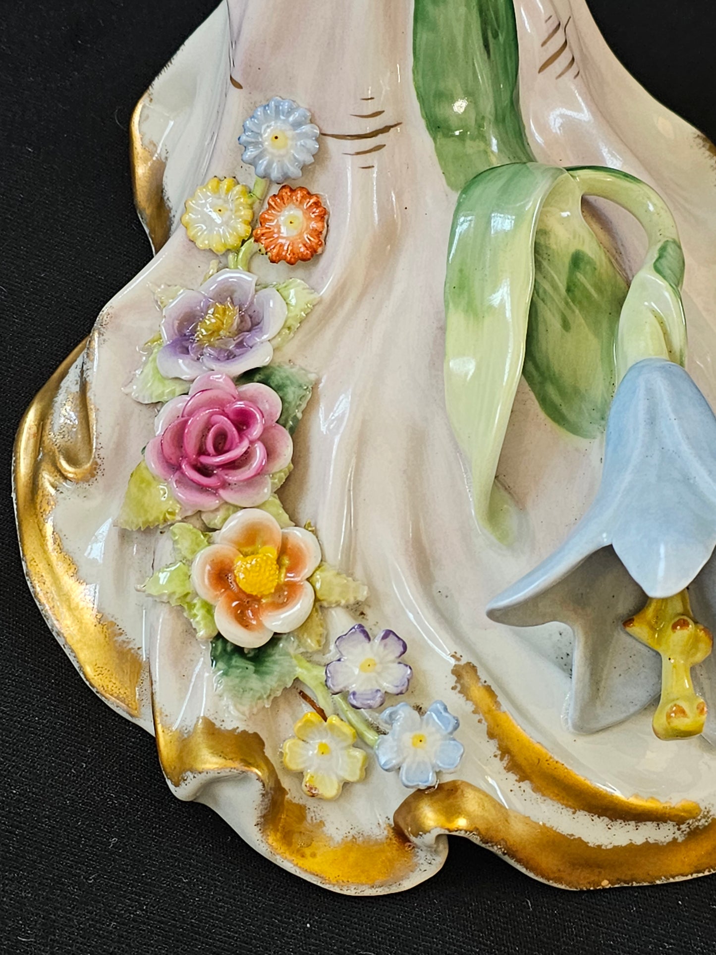 A Vintage German Art Deco Style P M P Figural Lamp & Shade, Handpainted