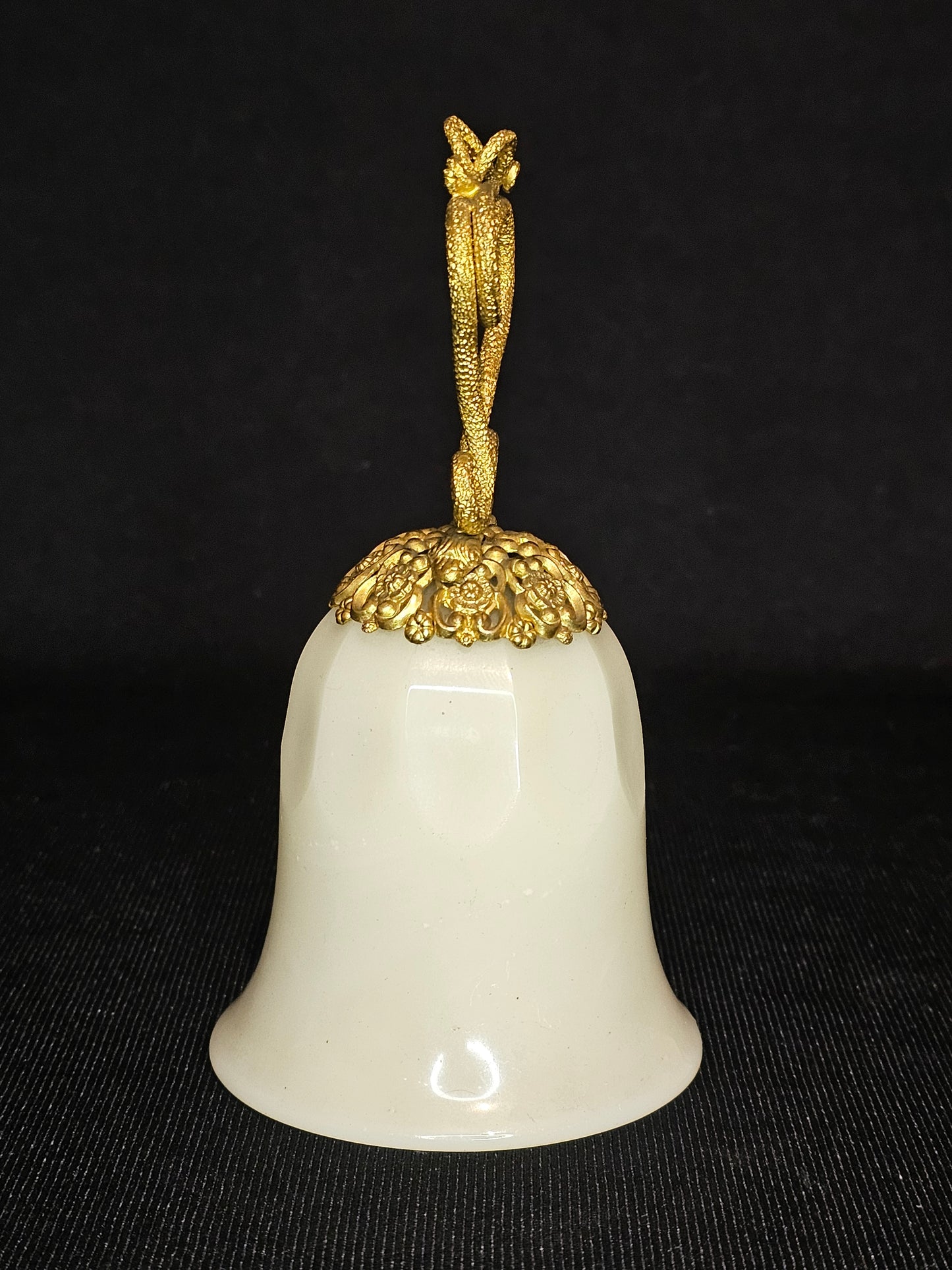 Antique French Gold Ormolu and Opaline Glass Dinner Bell