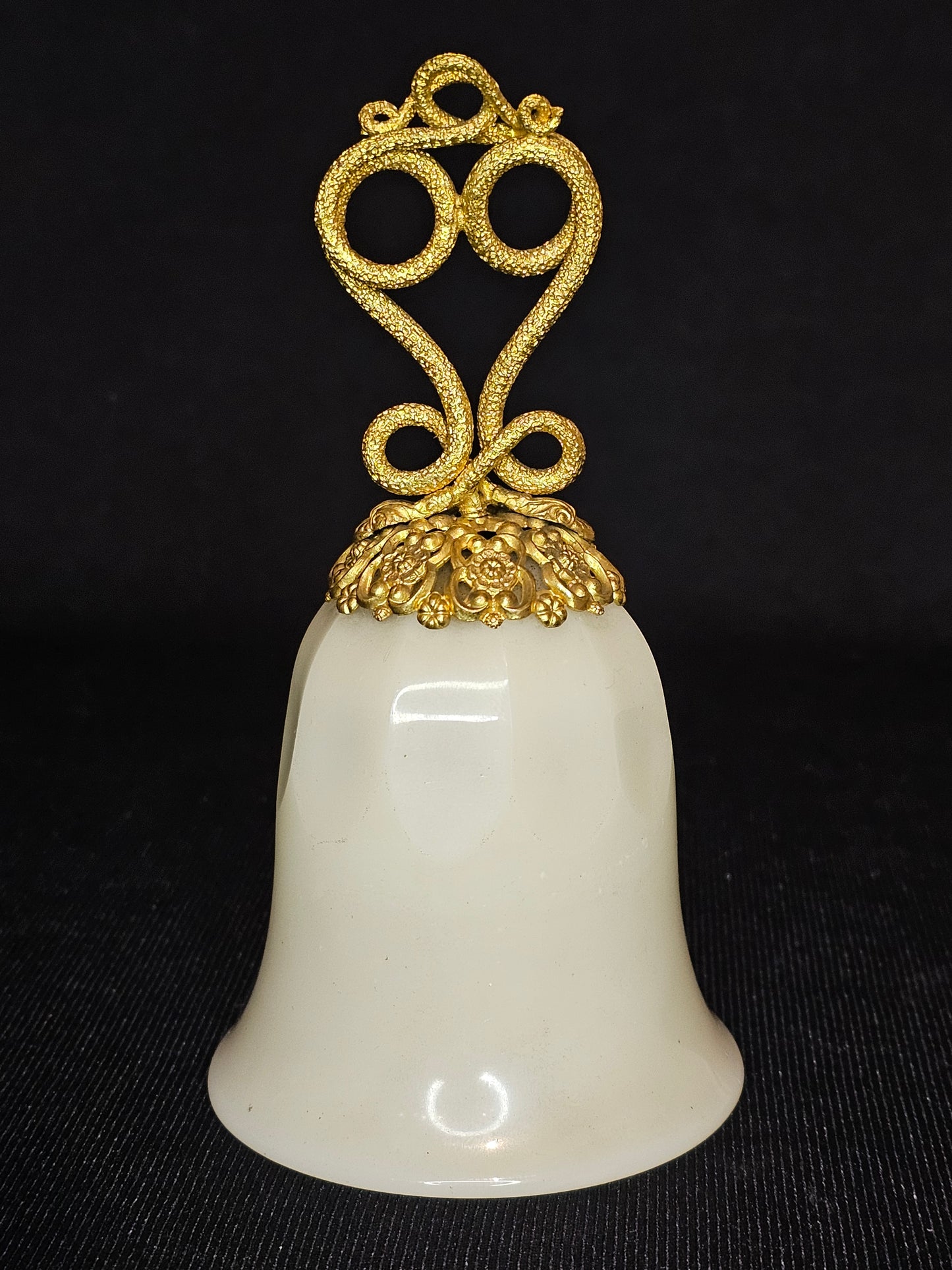 Antique French Gold Ormolu and Opaline Glass Dinner Bell