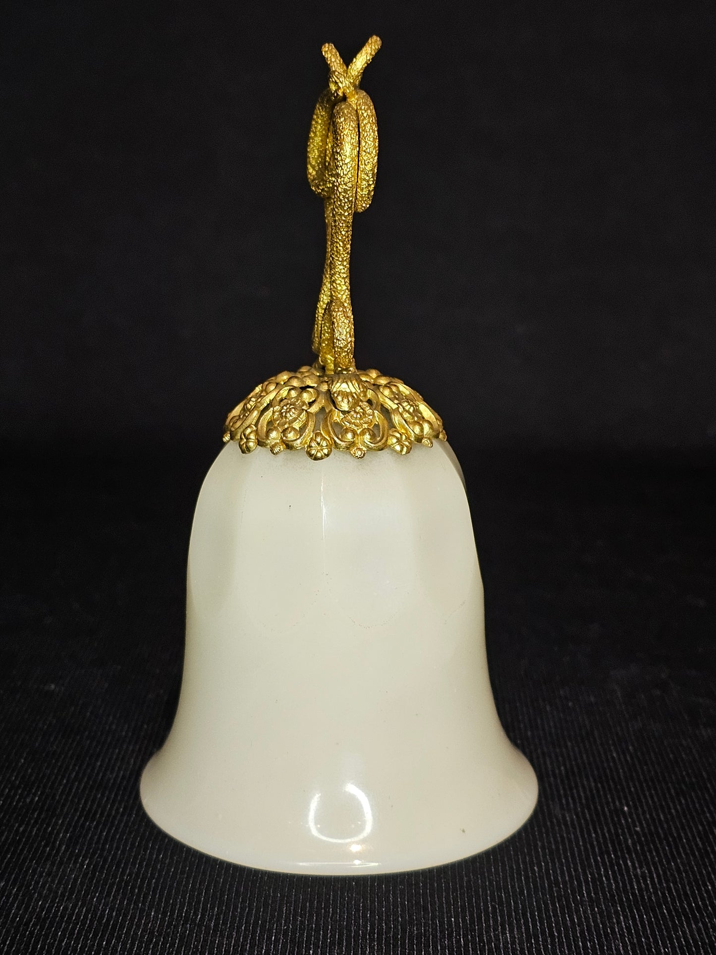 Antique French Gold Ormolu and Opaline Glass Dinner Bell