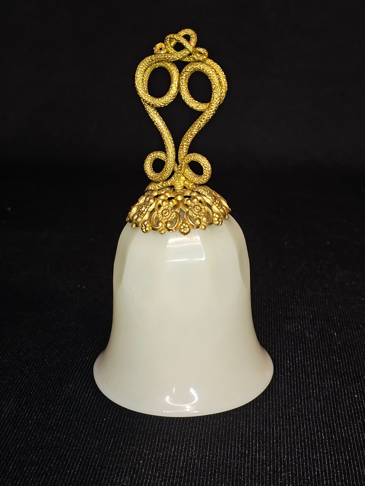 Antique French Gold Ormolu and Opaline Glass Dinner Bell