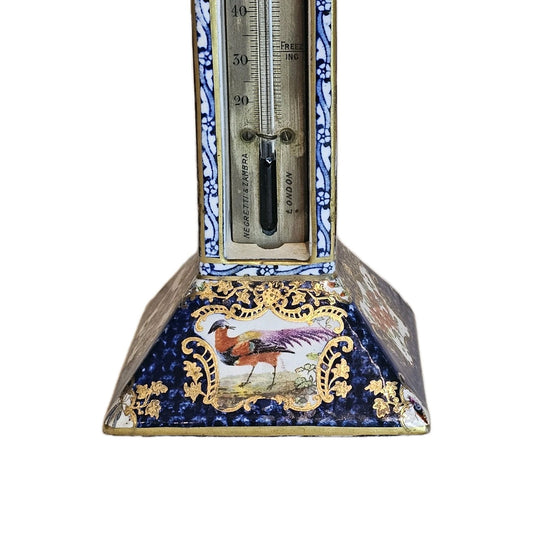 A 19TH CENTURY PORCELAIN SEVRES STYLE OBELISK FORMED DESK THERMOMETER