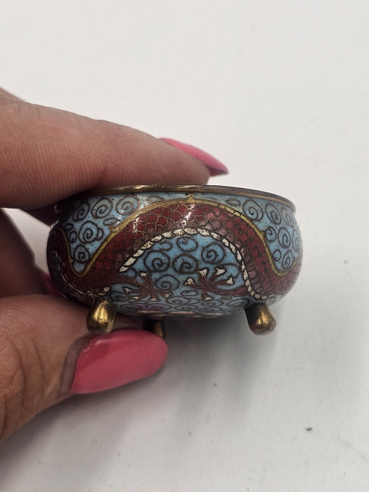 An Antique Chinese Enamelled Cloisonne Cruet Set C1900