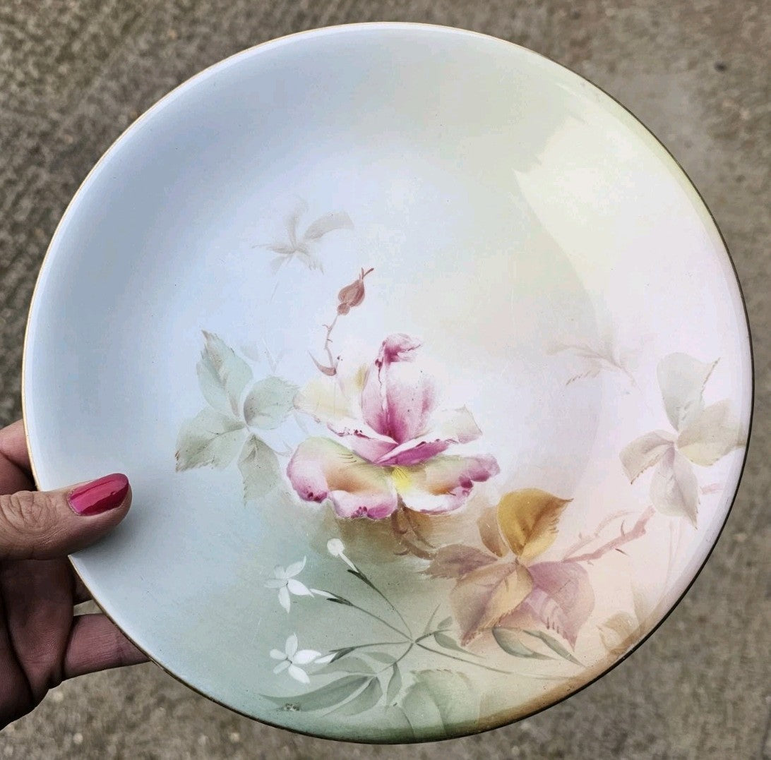 A Royal Worcester Plate, C1907, Hand Painted with Hadley Roses