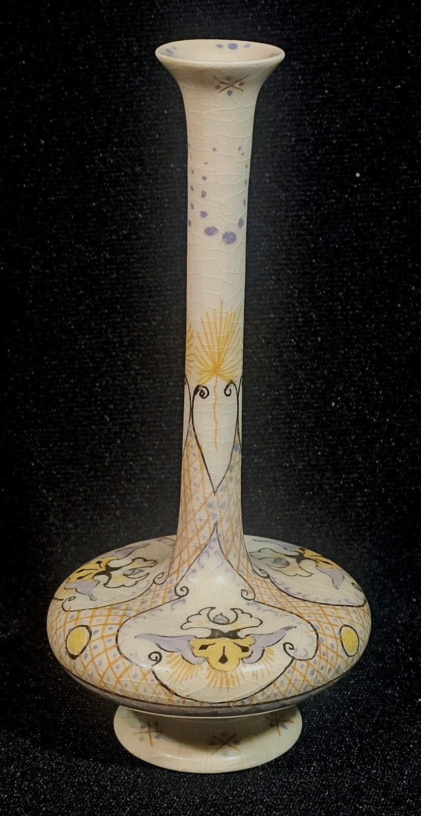 A Holland Helene Gouda Art Nouveau Vase Hand Painted Slender Neck Model 537