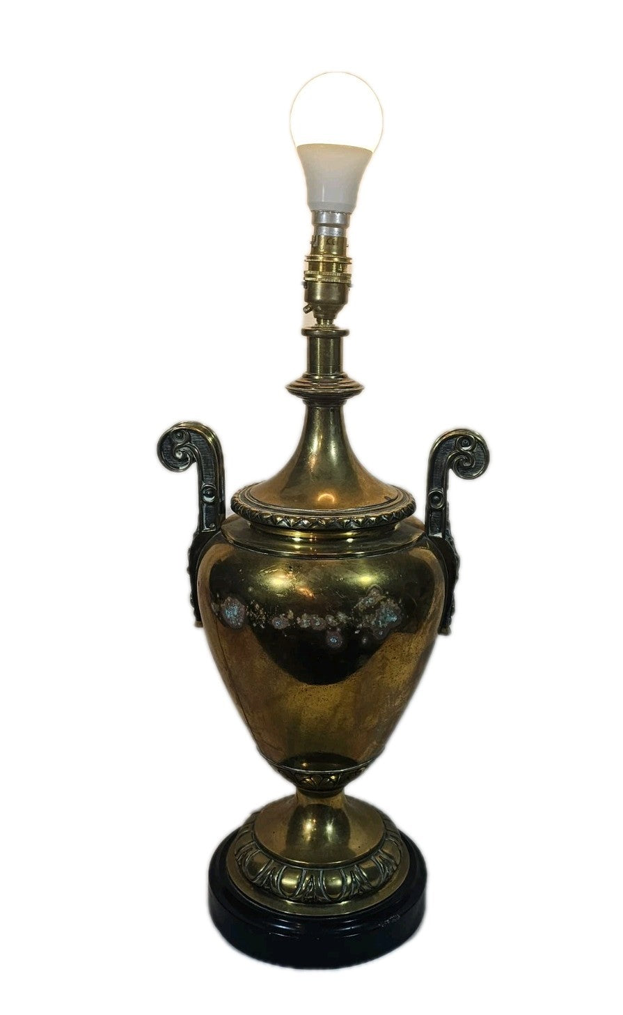 An Antique 19thC Large Brass Art Nouveau Urn Style Table Lamp