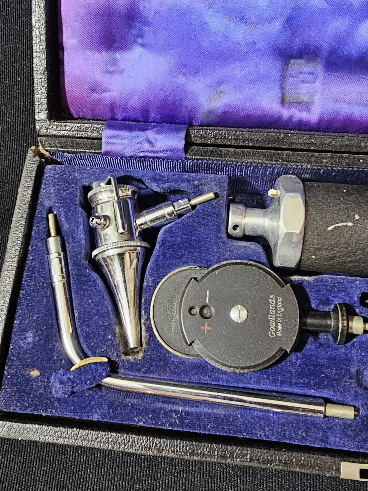 A Vintage Boxed Gowllands Ophthalmoscope Set