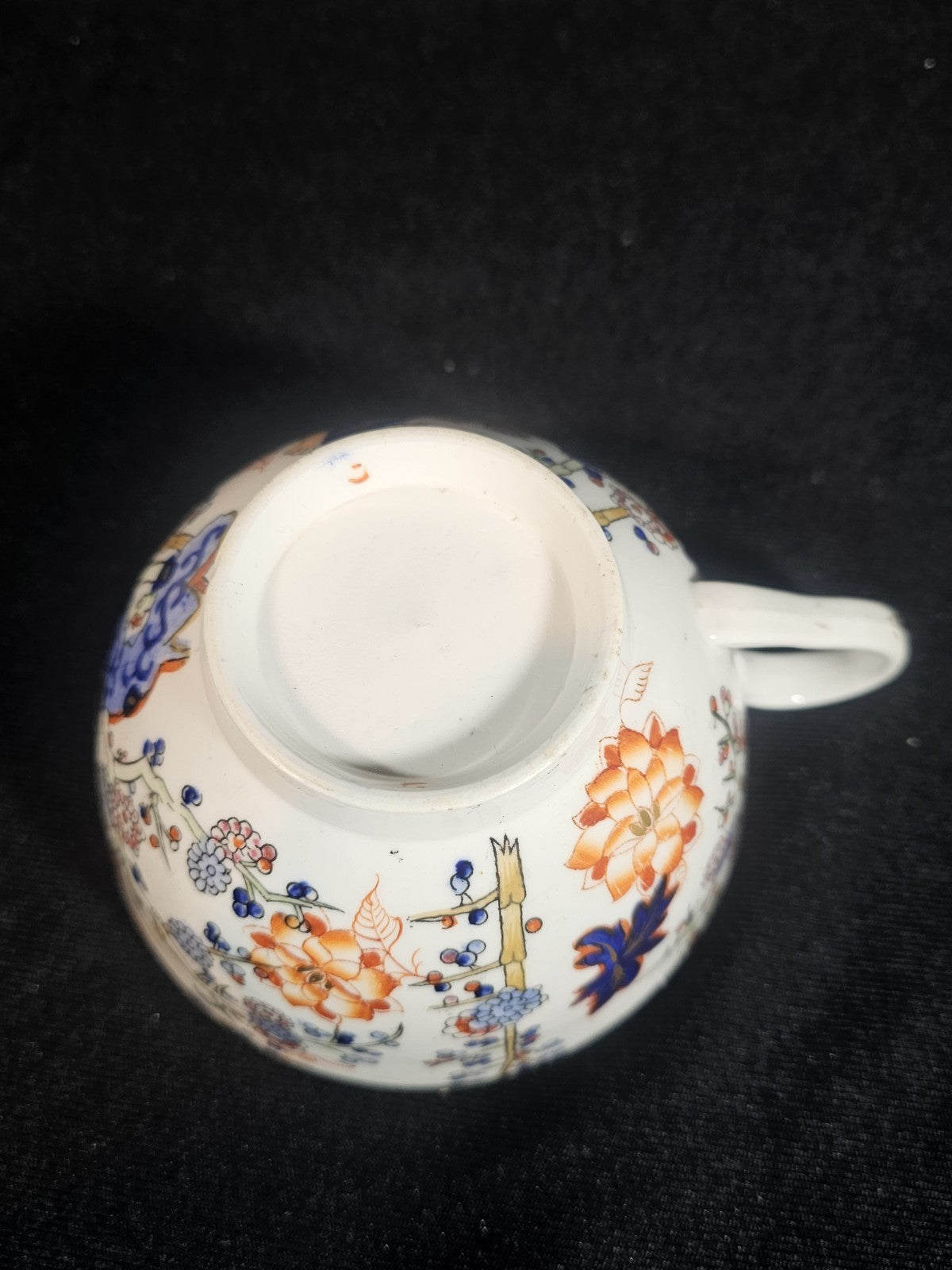 A 19thC English Chinoiserie Pattern Tea Cup and Saucer, Hand Decorated