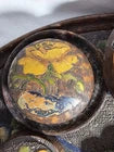 Italian Pokerwork Polychrome Dressing Table Set C1930