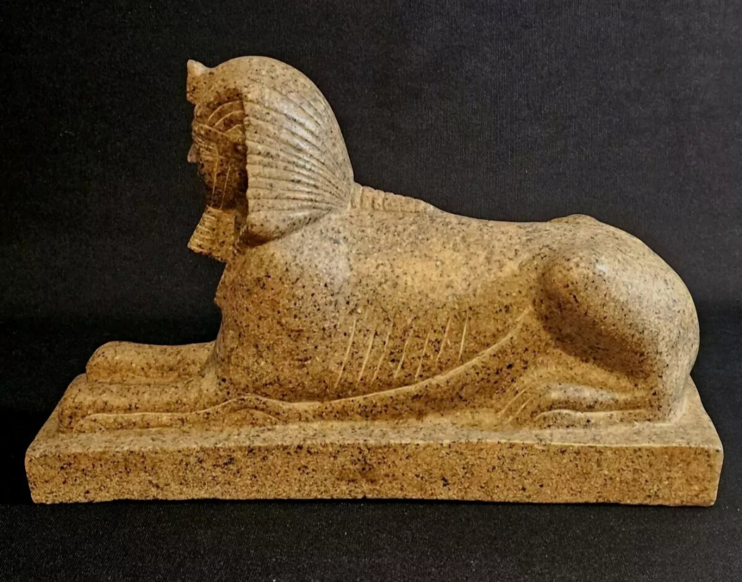 A Large Hand Carved Marble Sculpture of an Egyptian Sphynx Cat