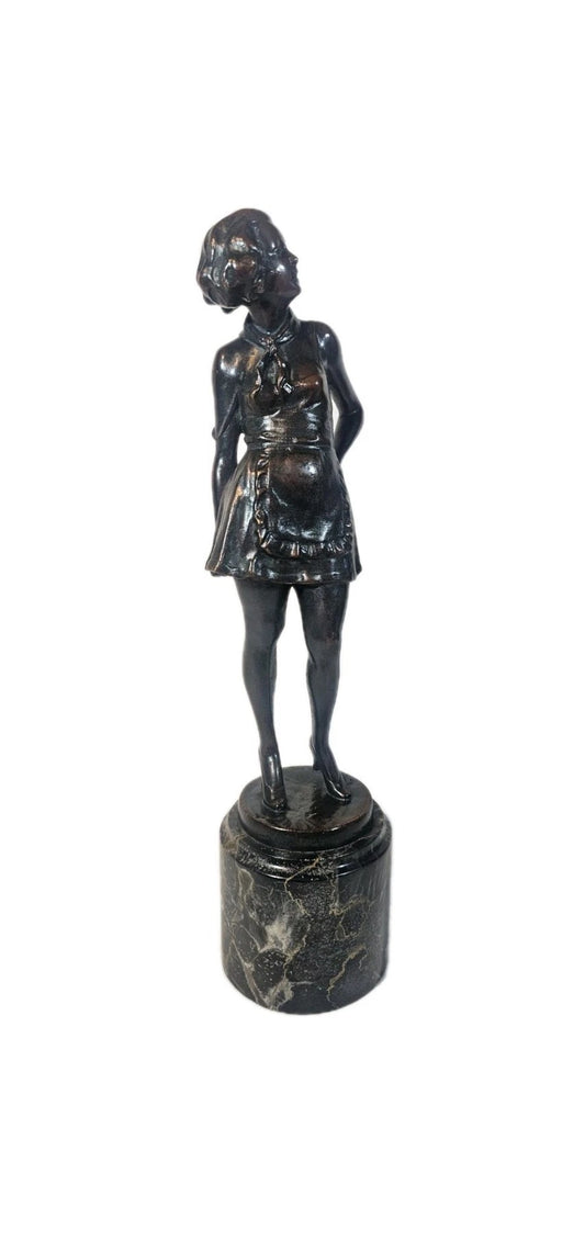 An Art Deco Josef Lorenzl Bronze Sculpture of a Young Woman, Signed