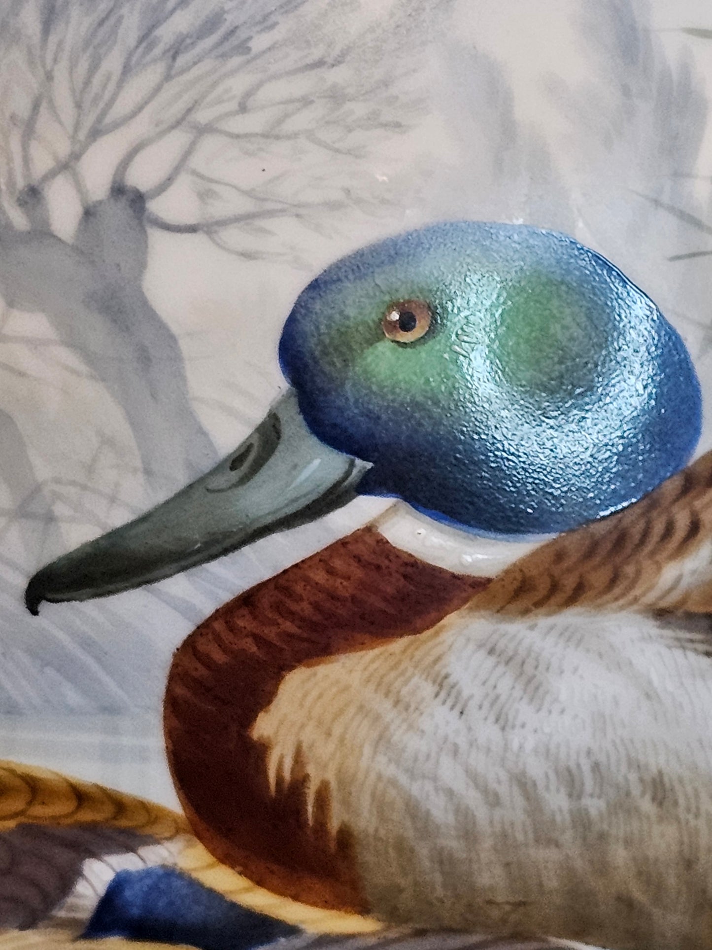 A Large 19thC Paris Porcelain Vase Finely Painted with Ducks, Flowers and Fruit