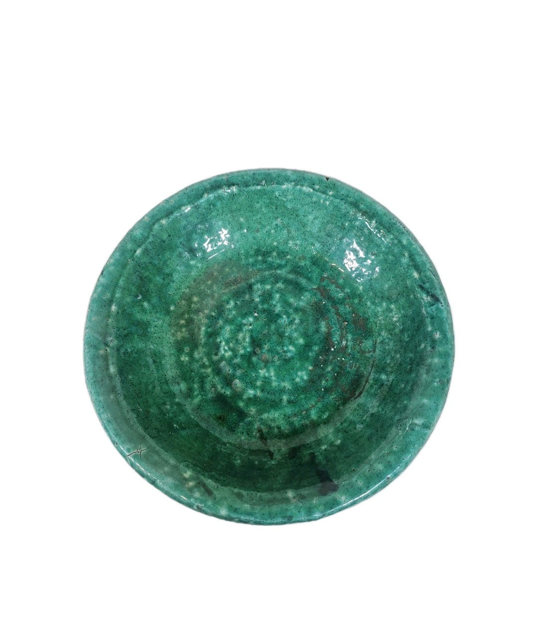 Vintage Mid Century Studio Pottery Brutish Style Jade Green Glazed Dish
