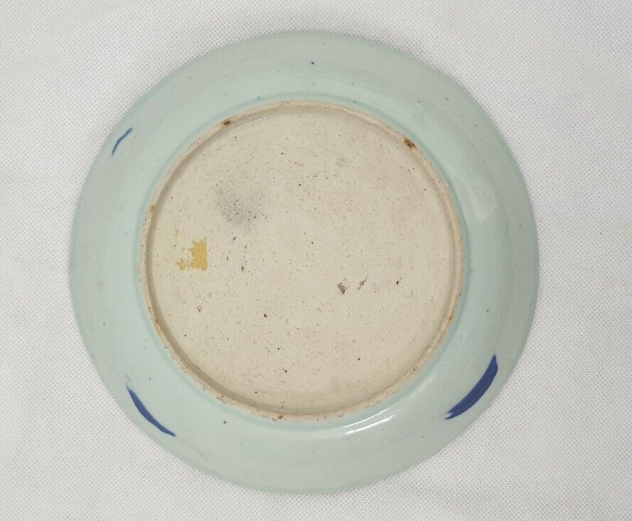 Two Antique 19thC Chinese Plate Hand Painted with Shrimp, Signed
