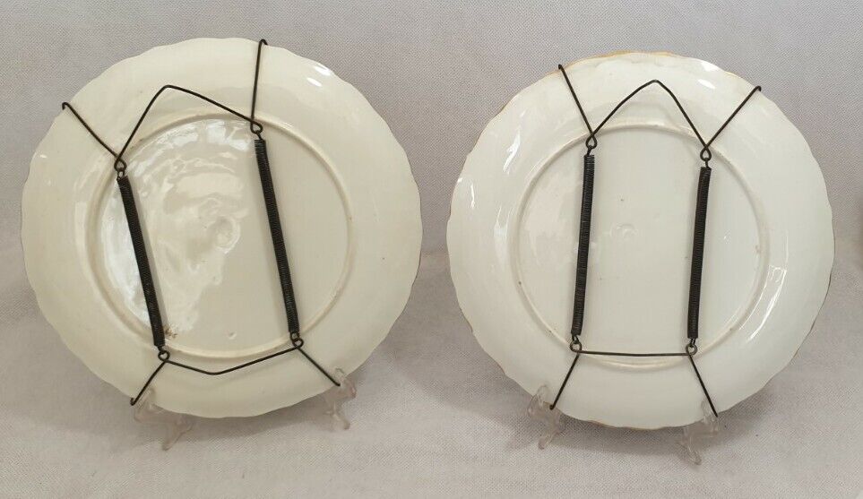 Antique Pair of George Jones & Sons Hand Painted & Moulded Plates.