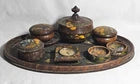 Italian Pokerwork Polychrome Dressing Table Set C1930