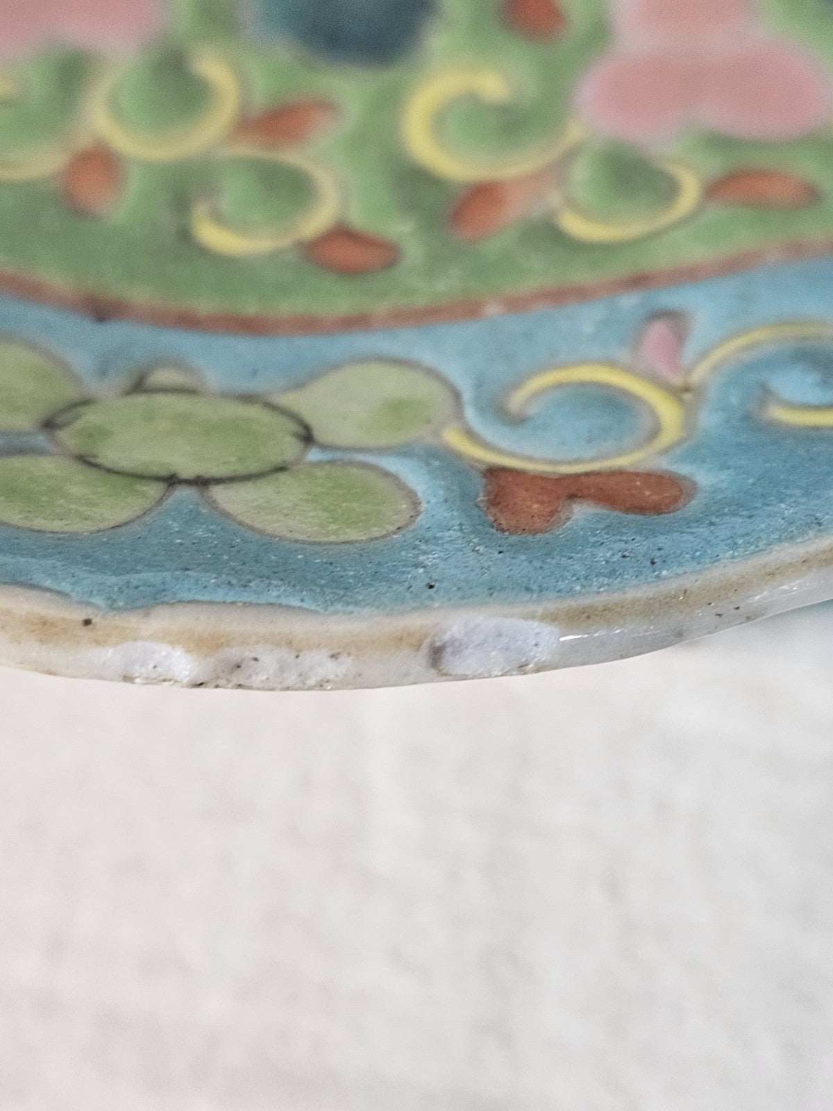 A 19thC Chinese Nyonya Porcelain Dish, Turquois Ground with Colourful Enamel