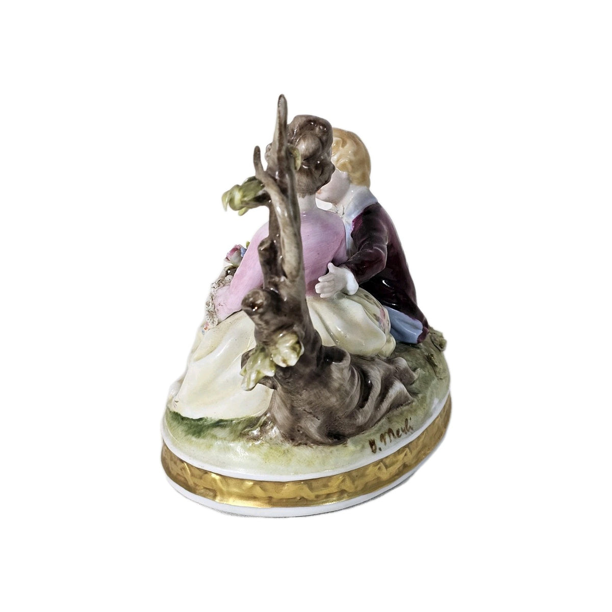 An Antique Capodimonte Figure Group of a Young Boy & Girl Signed D. Bellaire