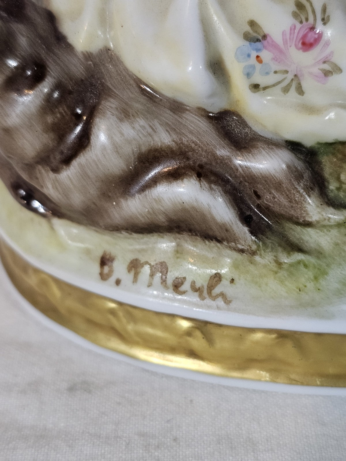 An Antique Capodimonte Figure Group of a Young Boy & Girl Signed D. Bellaire