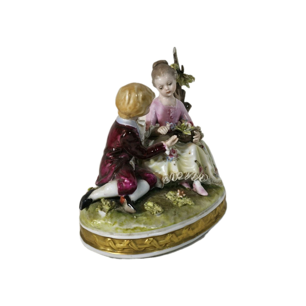 An Antique Capodimonte Figure Group of a Young Boy & Girl Signed D. Bellaire