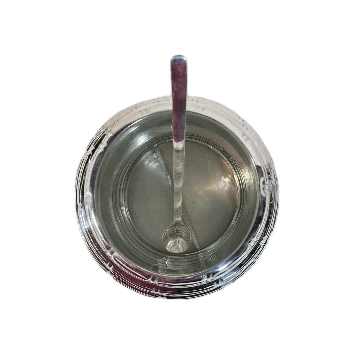 A Silver Plated Beehive Honey Pot & Spoon Moulded with Bee's on the Handle