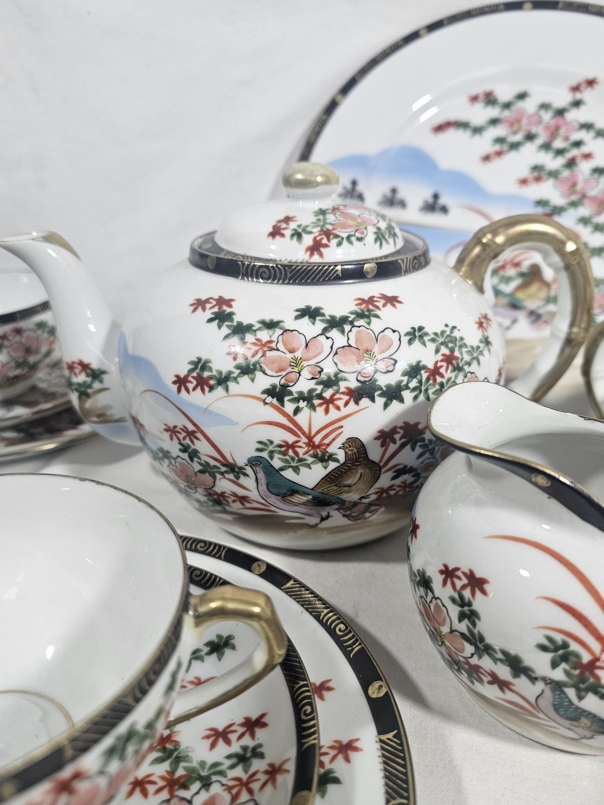 A Vintage 22 Piece Japanese Tea Set Eggshell Porcelain Service for Six
