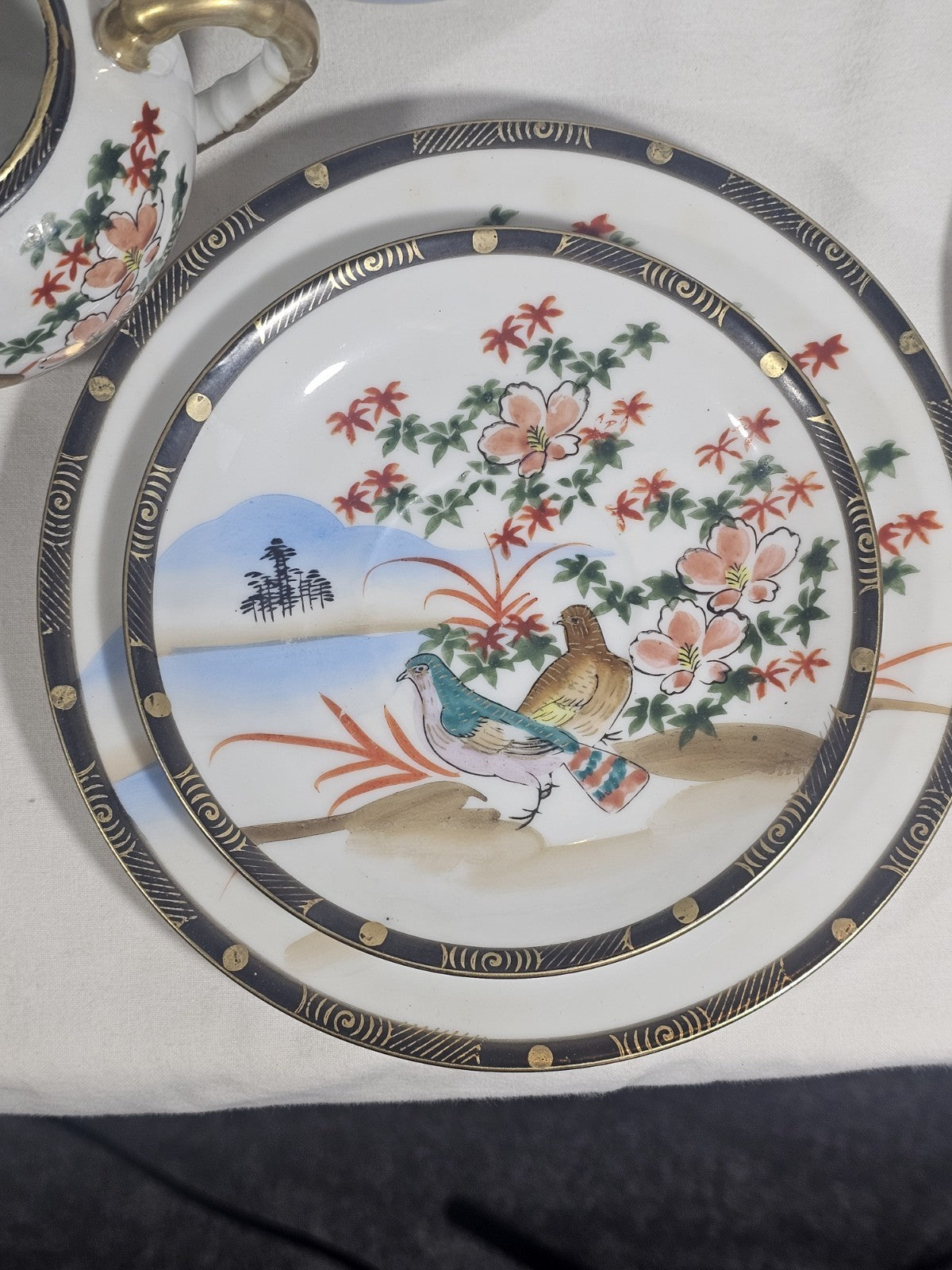 A Vintage 22 Piece Japanese Tea Set Eggshell Porcelain Service for Six