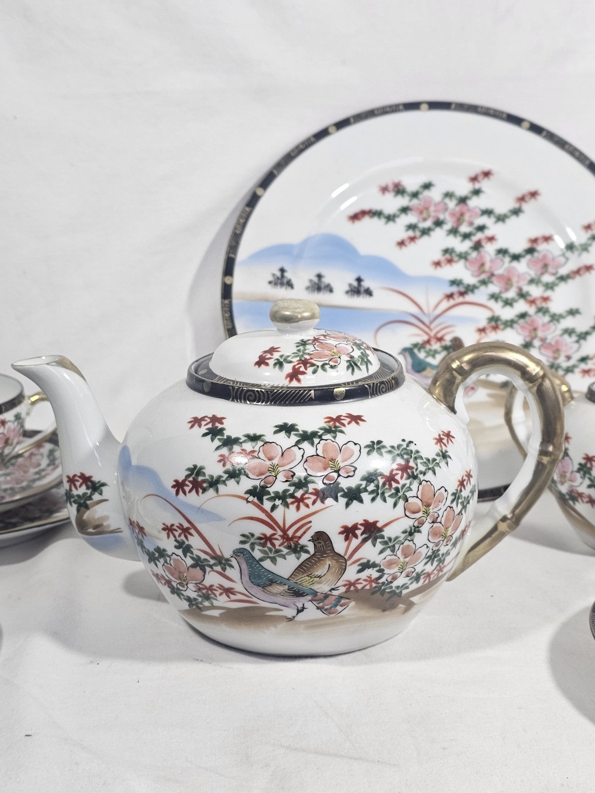 A Vintage 22 Piece Japanese Tea Set Eggshell Porcelain Service for Six