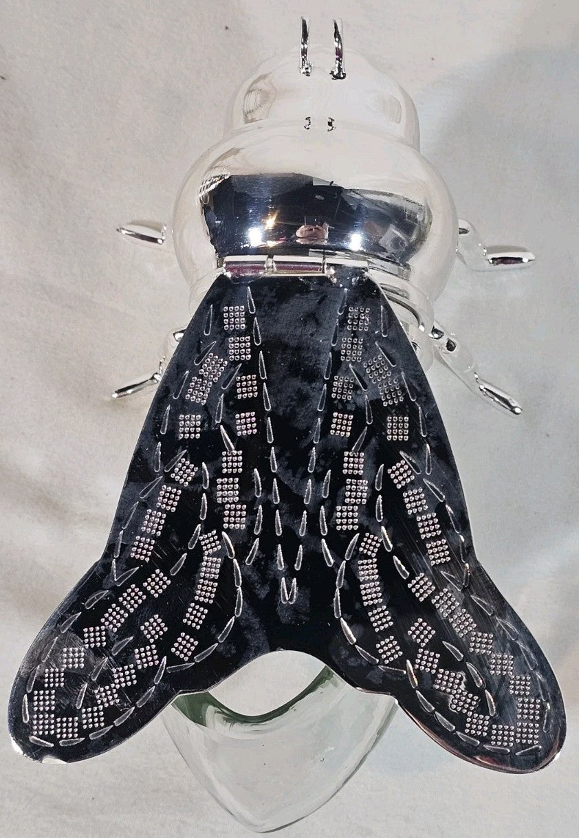 A Novelty Silver Plated Bee Shaped Honey Jam Pot with Hinged Wings Lid