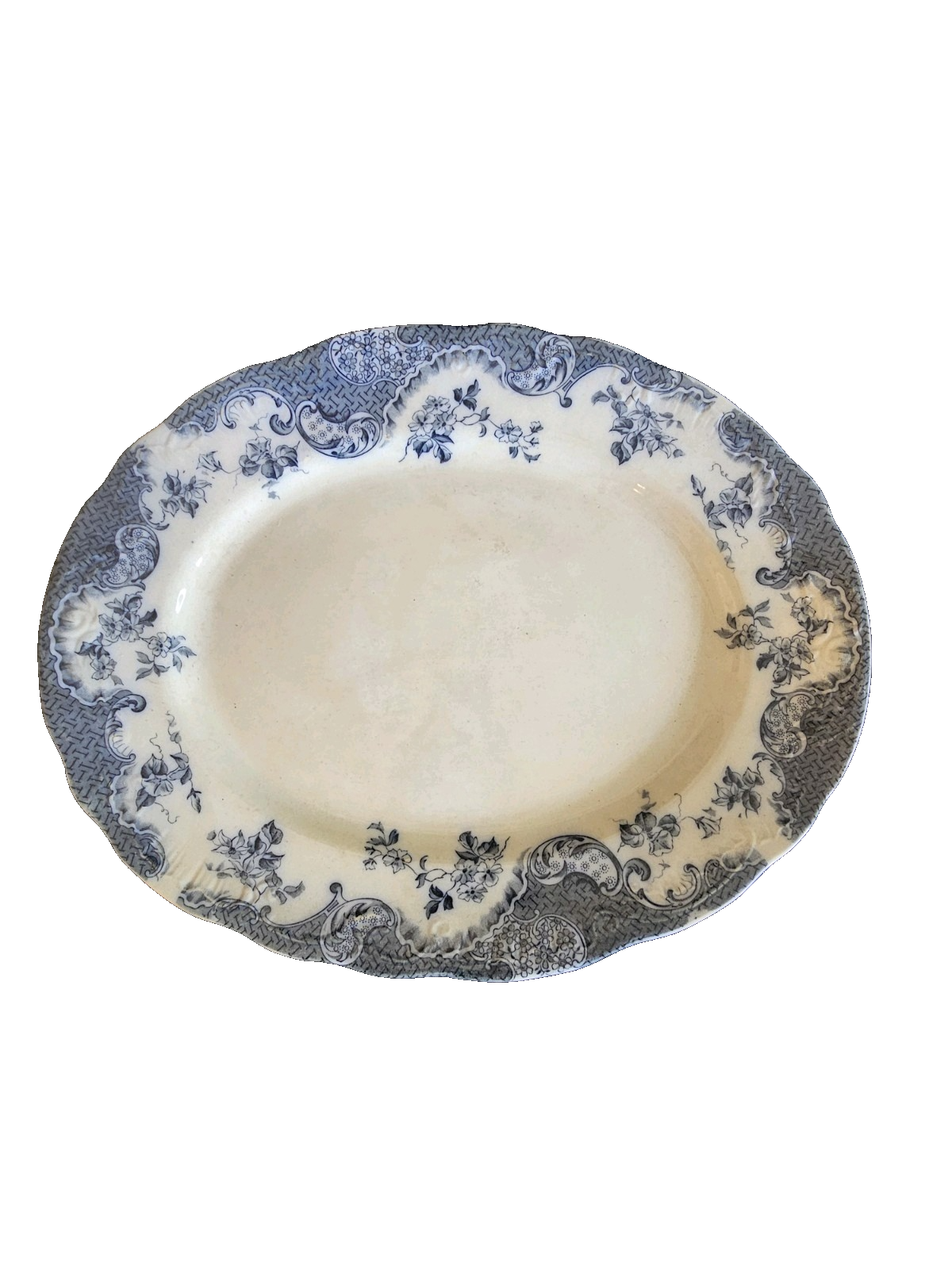 A Large Victorian 19thC Blue and White Flow Meat Platter