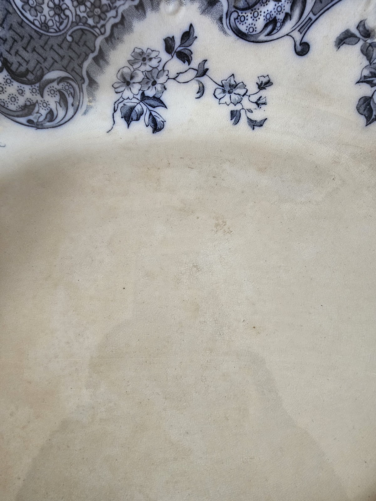 A Large Victorian 19thC Blue and White Flow Meat Platter