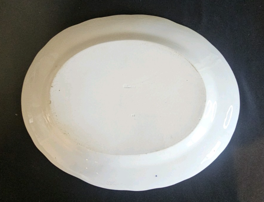 A Large Victorian 19thC Blue and White Flow Meat Platter