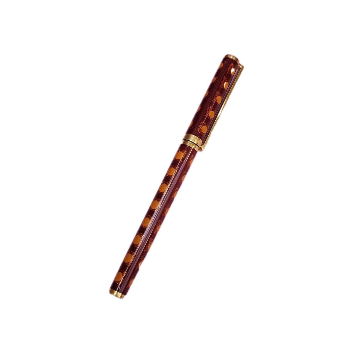 An S.T. Dupont Paris Laque de Chine Red & Gold Ballpoint Pen Gold Plated