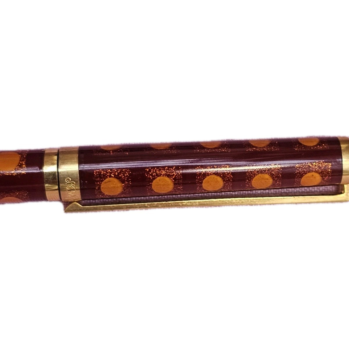 An S.T. Dupont Paris Laque de Chine Red & Gold Ballpoint Pen Gold Plated