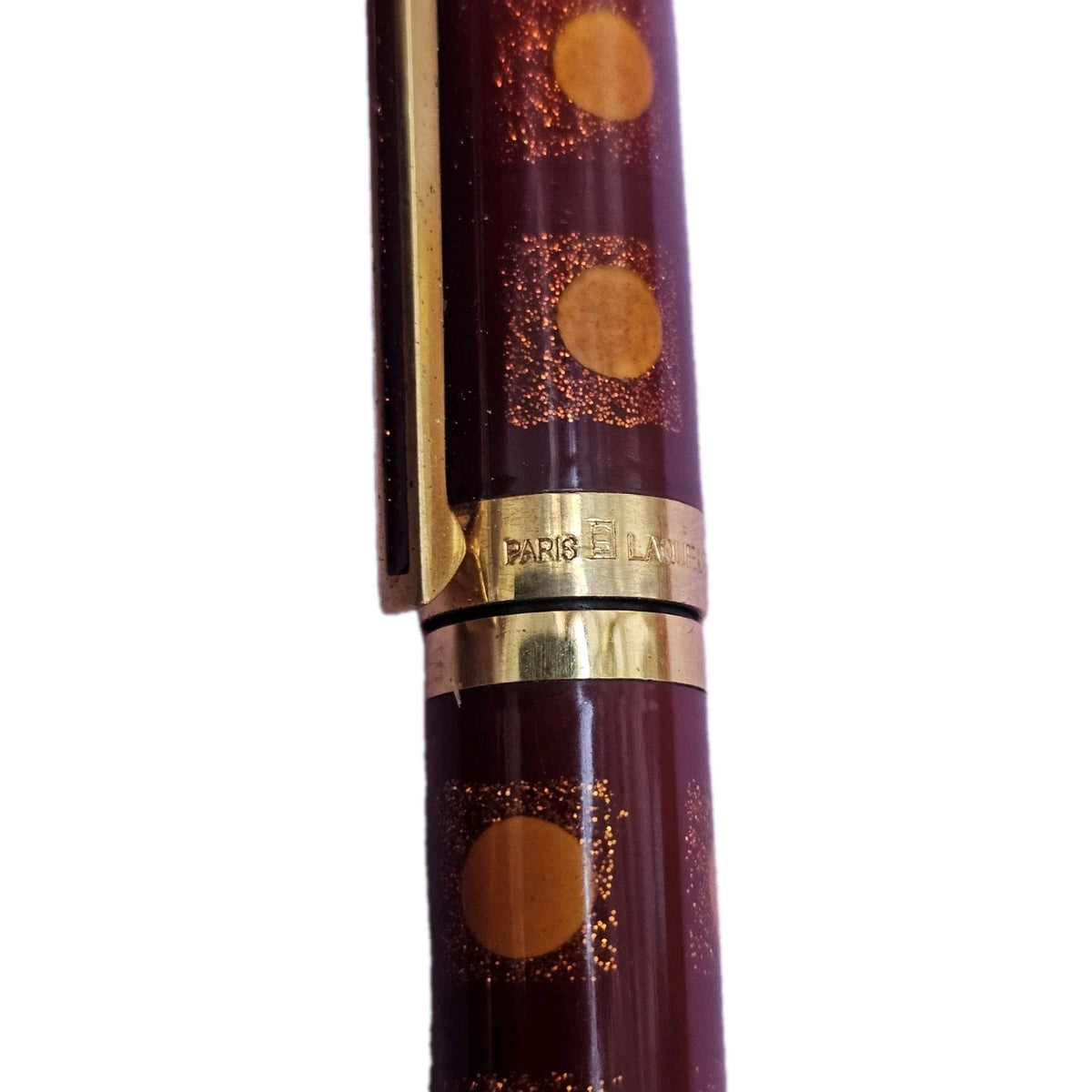An S.T. Dupont Paris Laque de Chine Red & Gold Ballpoint Pen Gold Plated