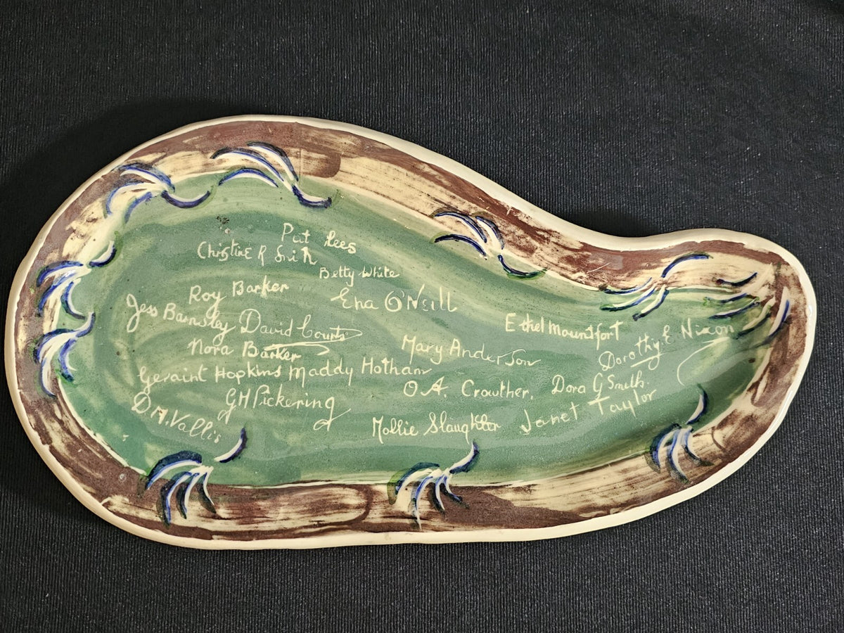 A Studio Pottery Dish, Signed by the Potters at Yarnfield C1966
