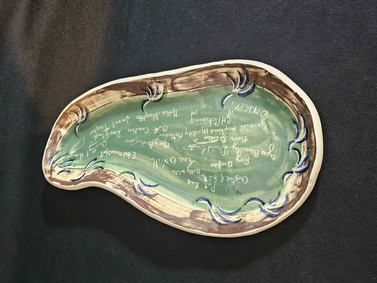 A Studio Pottery Dish, Signed by the Potters at Yarnfield C1966