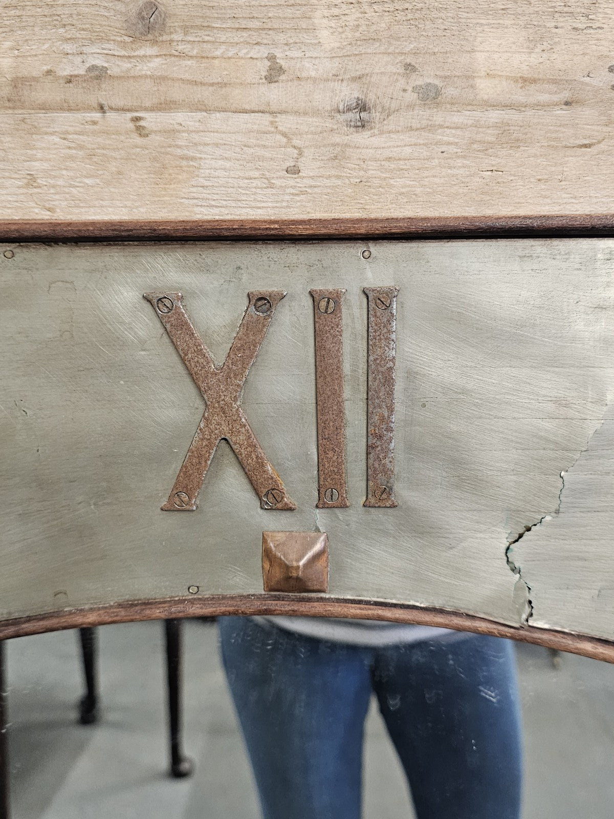A Large Mid Century Statement Roman Numeral Clock Face Mirror