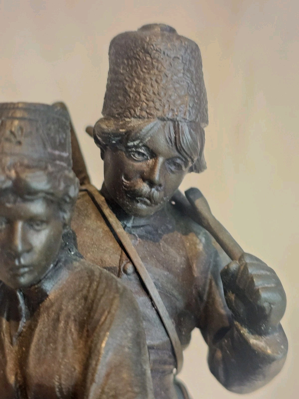 19thC A.M Bonegor (Russian) Bronze Sculpture of Two Cossacks on Horseback Signed