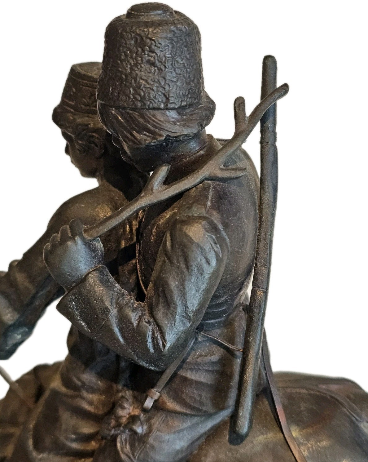 19thC A.M Bonegor (Russian) Bronze Sculpture of Two Cossacks on Horseback Signed