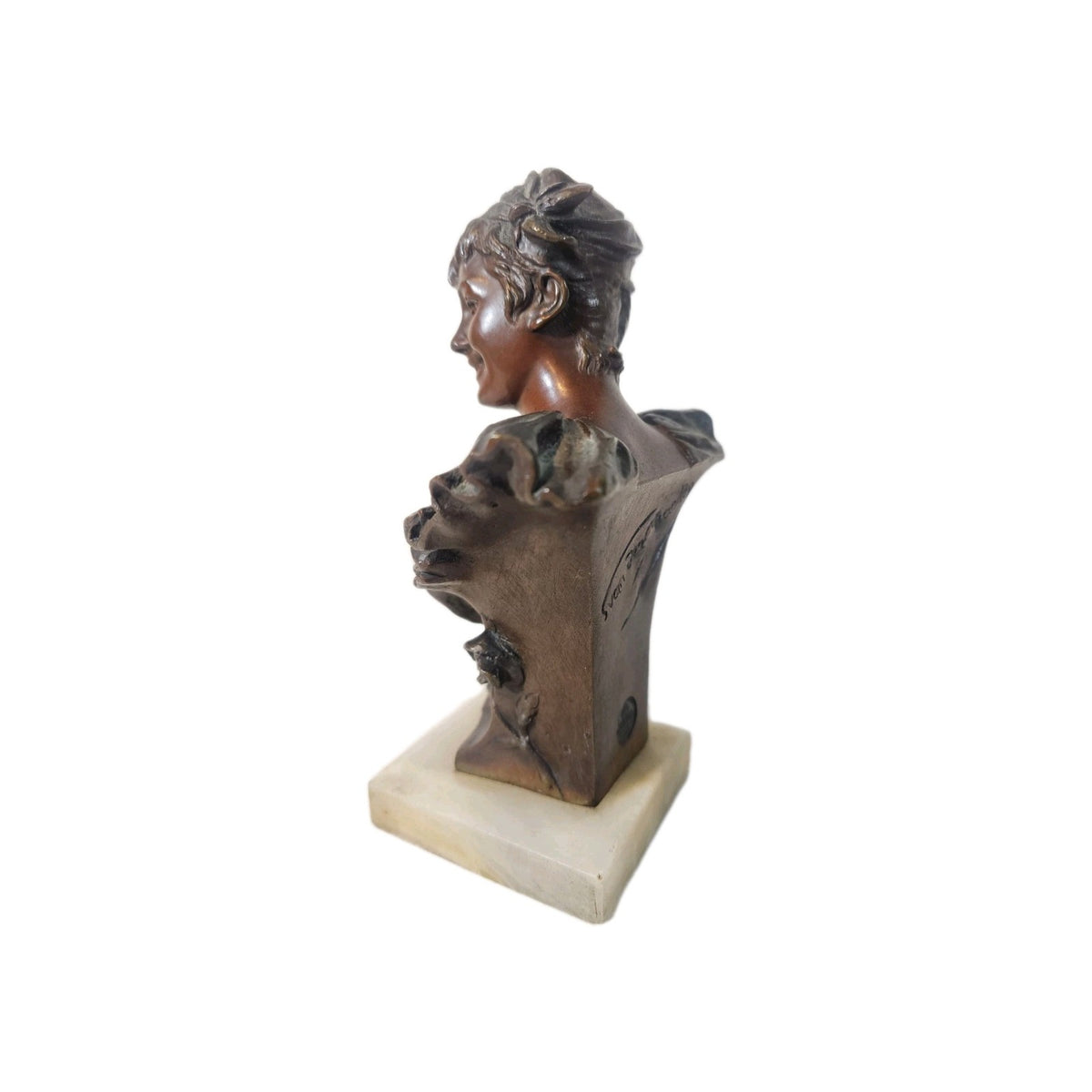 A Georges Van Der Straeten Art Nouveau Bronze Bust of a Woman, Signed