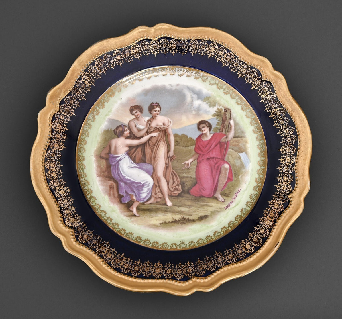 An Oscar & Edgar Gutherz Plate, C1910, with Classical Scene,  Angelica Kauffman