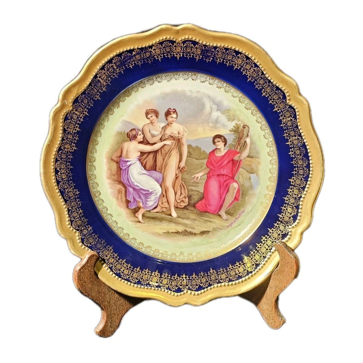 An Oscar & Edgar Gutherz Plate, C1910, with Classical Scene,  Angelica Kauffman