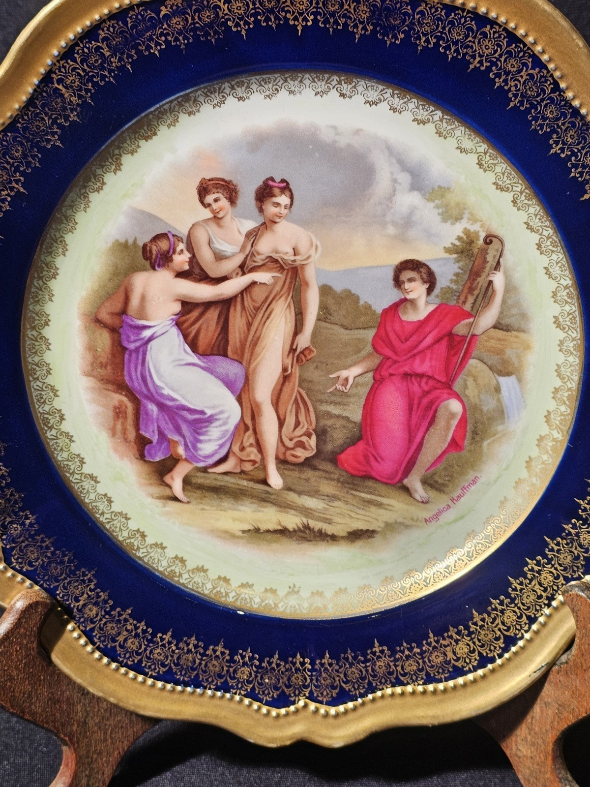 An Oscar & Edgar Gutherz Plate, C1910, with Classical Scene,  Angelica Kauffman