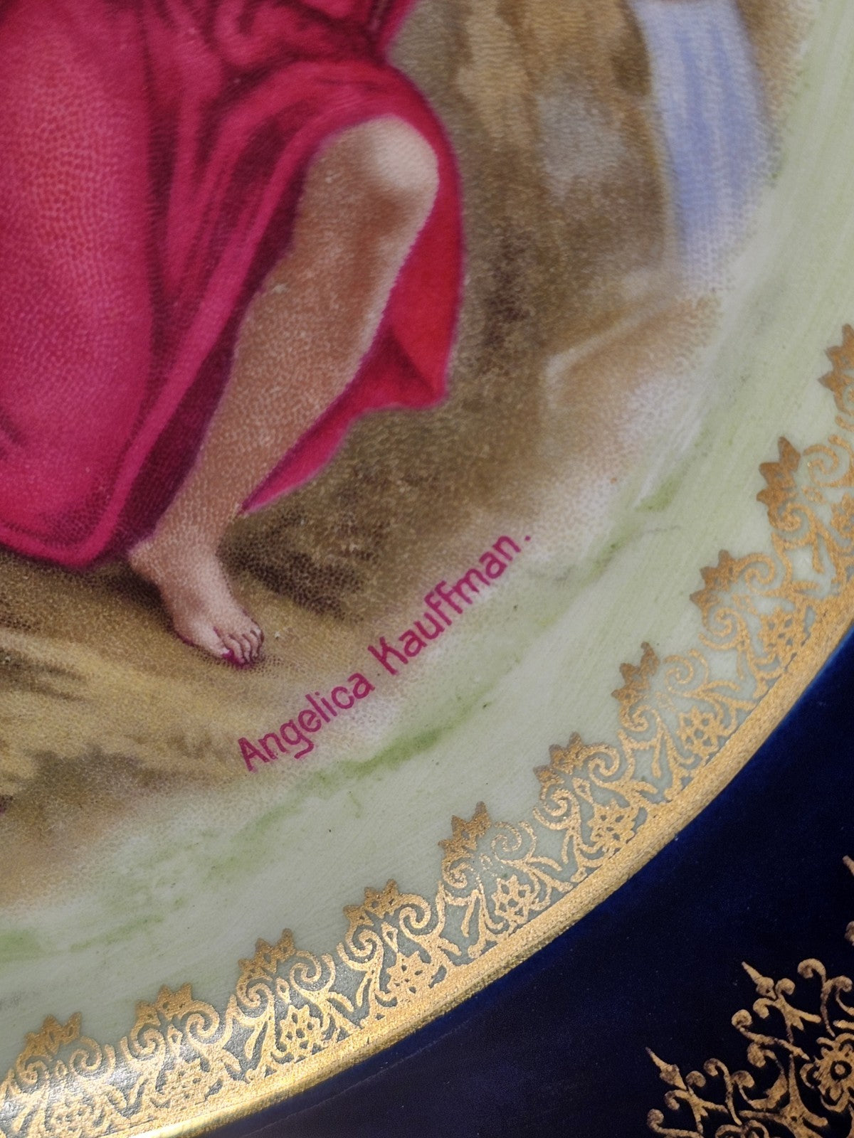 An Oscar & Edgar Gutherz Plate, C1910, with Classical Scene,  Angelica Kauffman