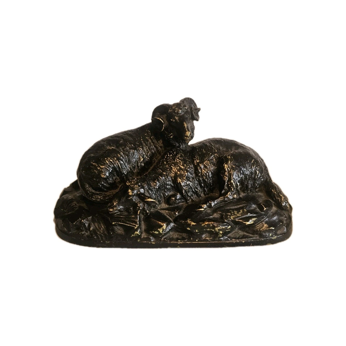 A 19thC Pair of Signed Andrea Buci  Bronze Sculptures Modelled as Ram  and Sheep